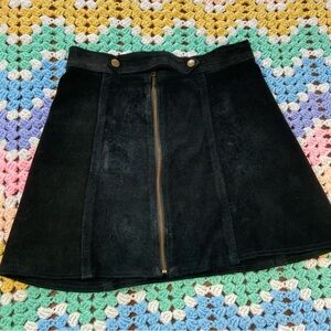 Black Suede A-Line Skirt